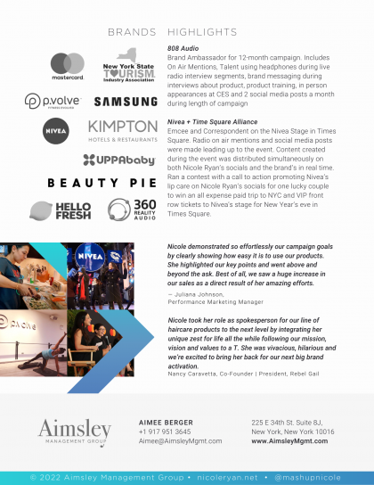 Nicole Ryan (Branding) Media Kit Page #2